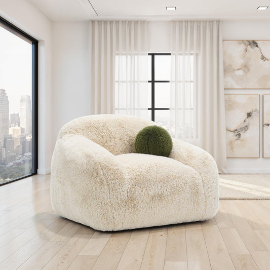 Darwen Sand Faux Fur Swivel Chair