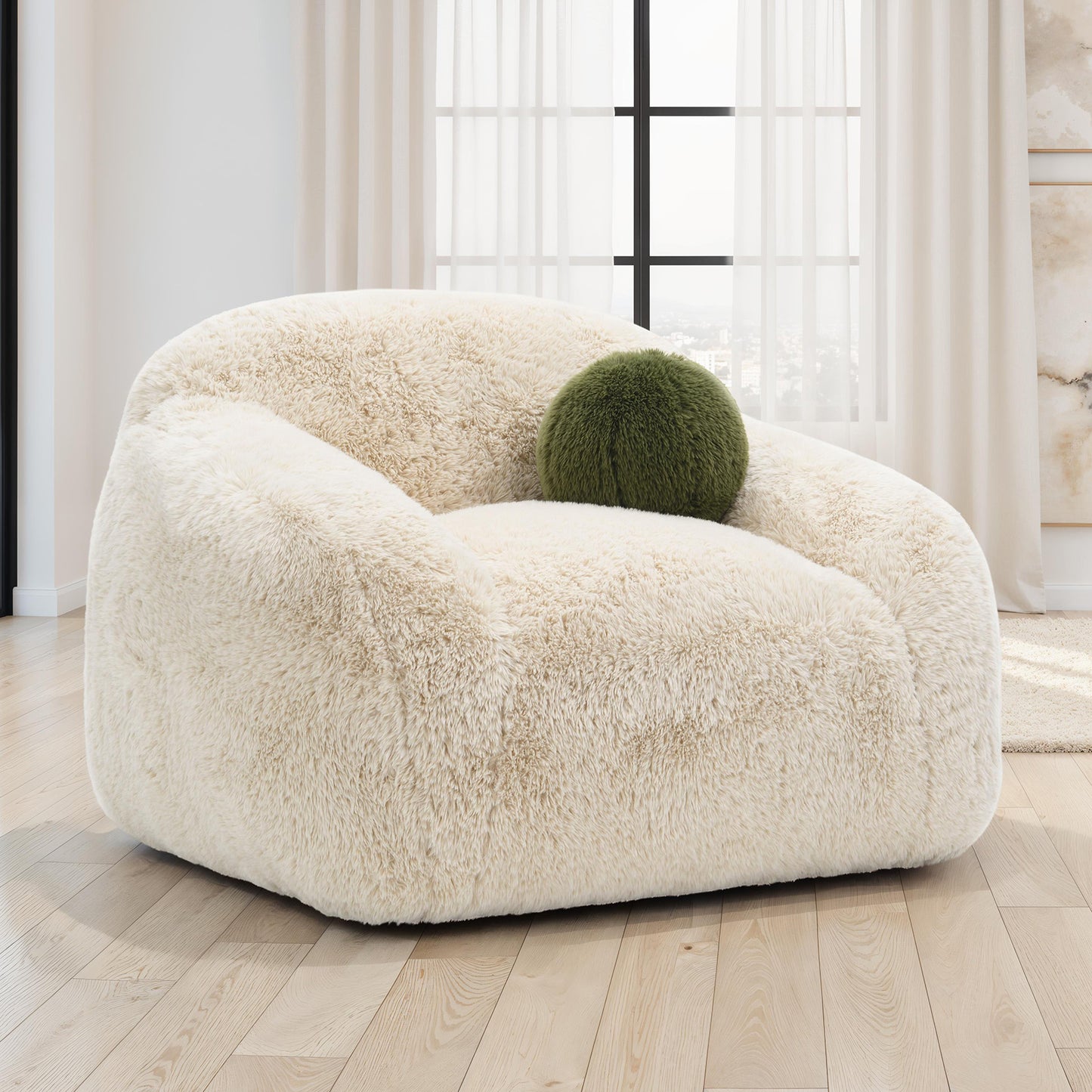 Darwen Sand Faux Fur Swivel Chair
