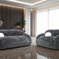 Darwen 2 Pc Faux Fur Sofa Set - Dark Gray