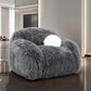 Darwen Dark Gray Faux Fur Swivel Chair