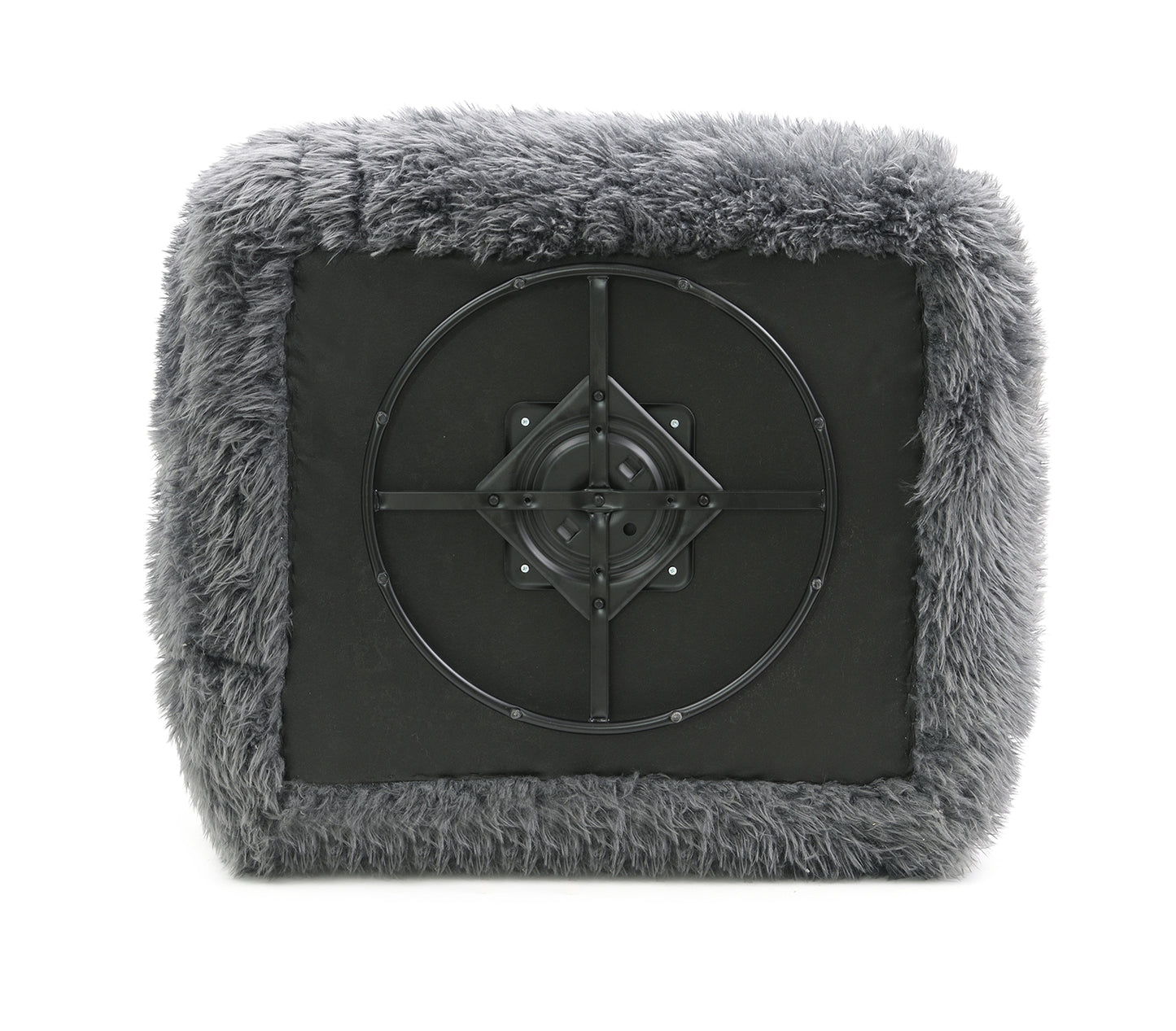 Darwen Dark Gray Faux Fur Swivel Chair