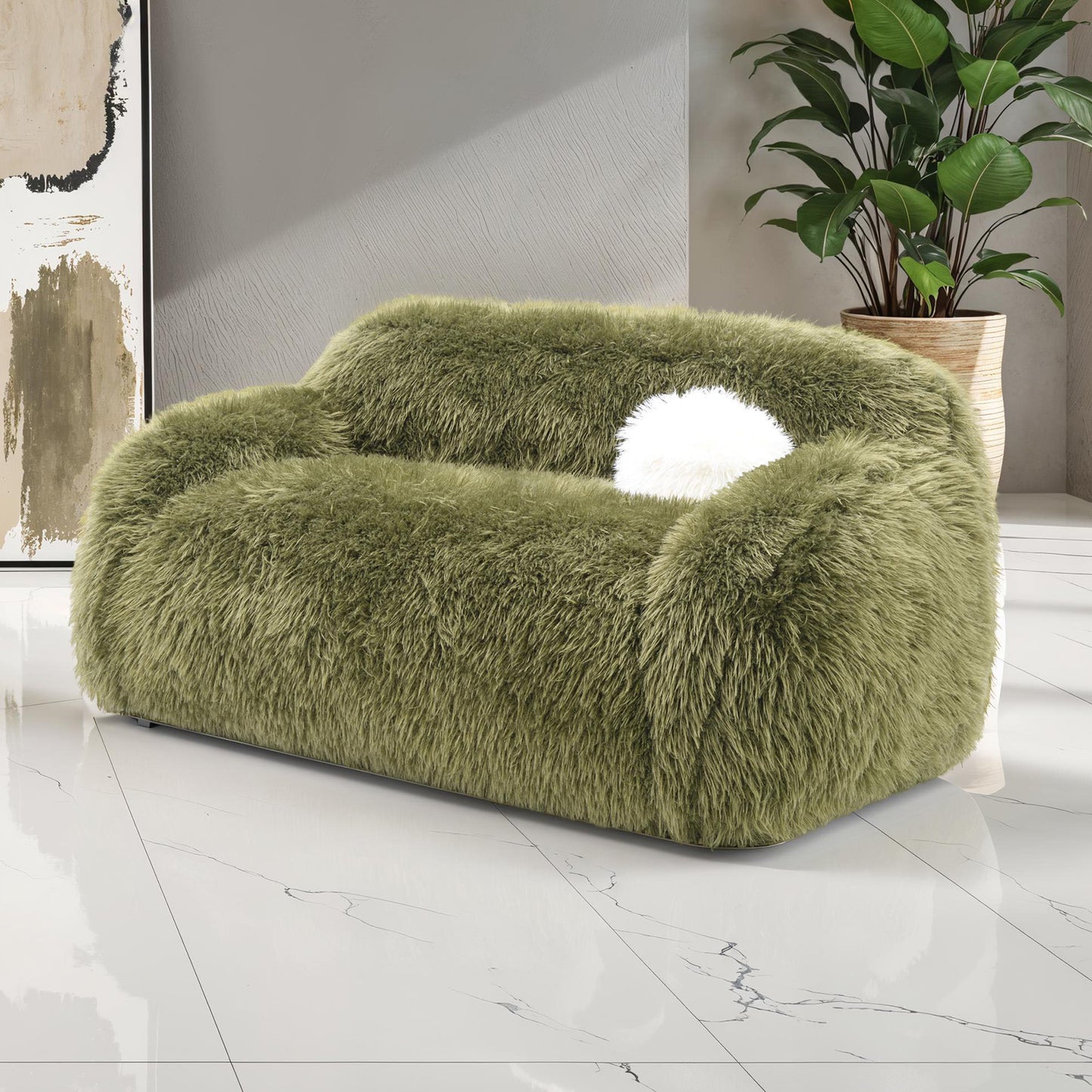 Darwen 2 Pc Faux Fur Sofa Set - Green