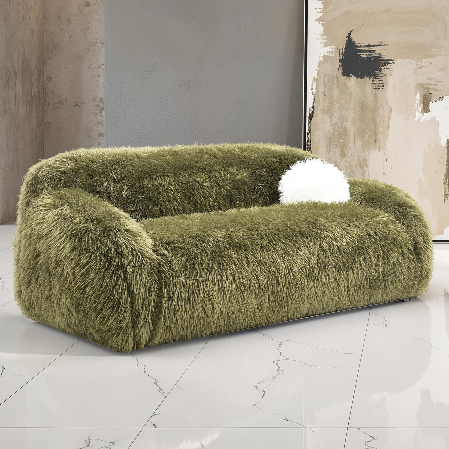 Darwen 2 Pc Faux Fur Sofa Set - Green