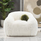 Darwen White Faux Fur Swivel Chair