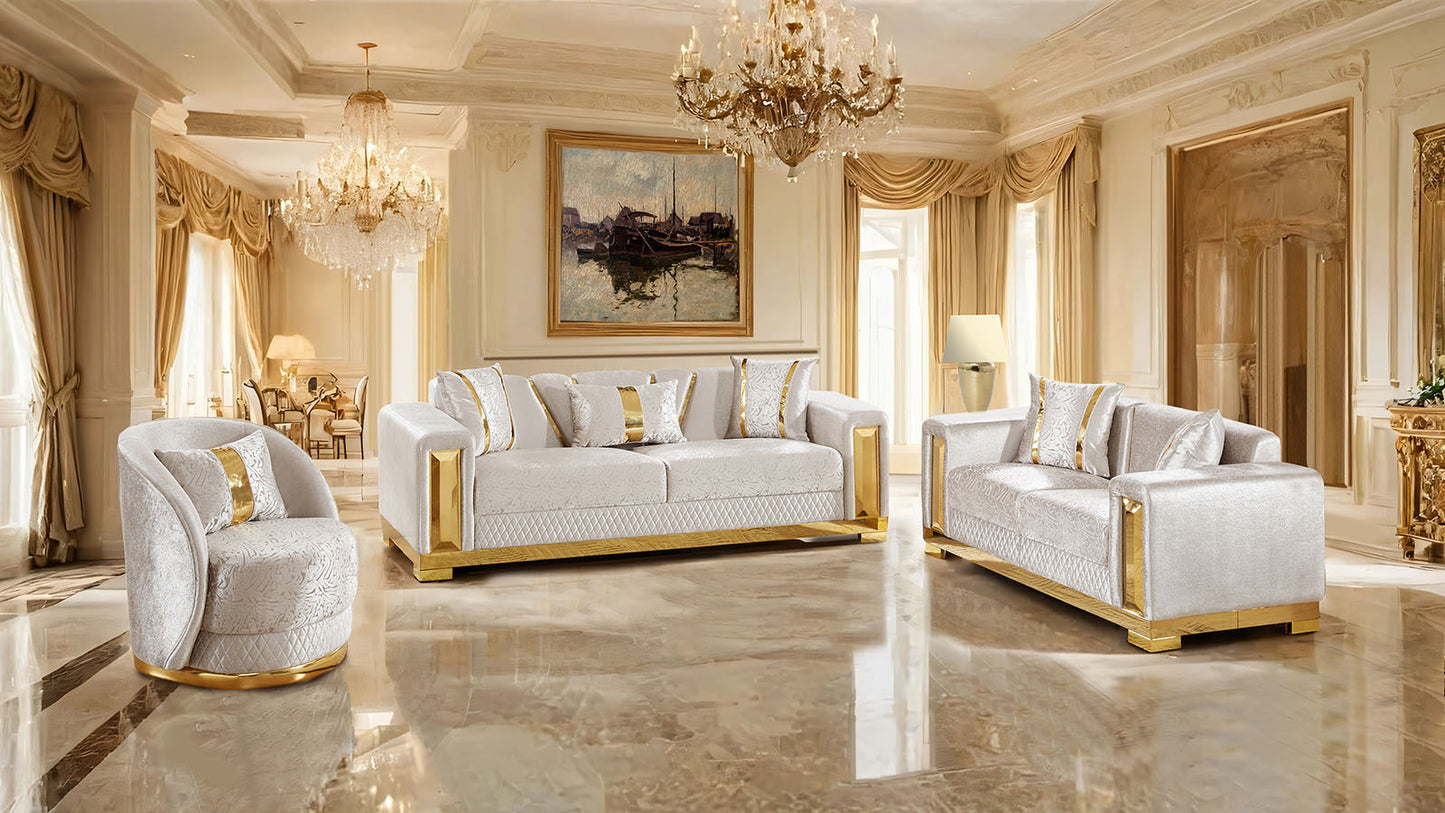 Valdosta Beige Gold Glam Sofa Collection
