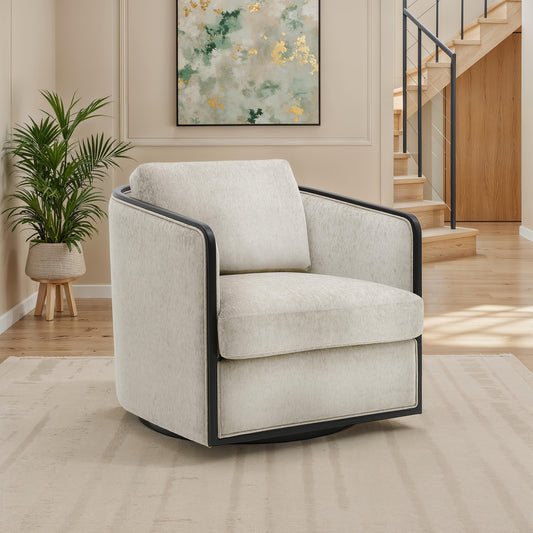 Benilde Swivel Chair Taupe Chenille