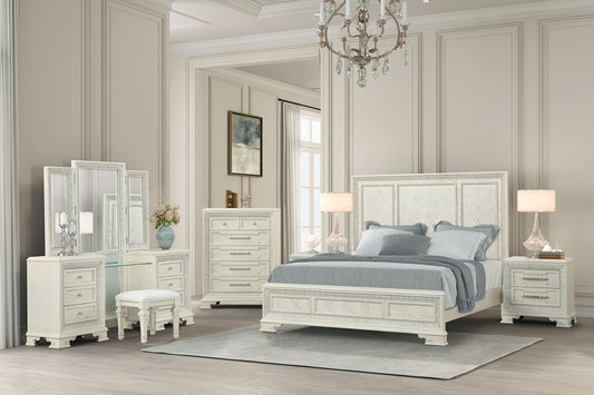 Stella Mia Creamy White 4 Pc Bedroom Set - King Bed