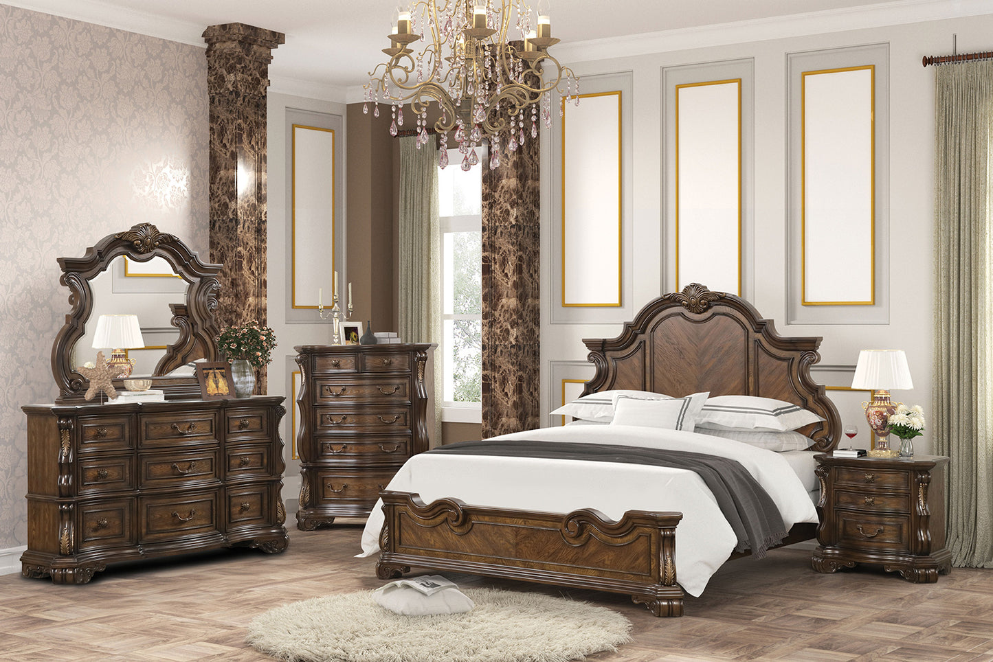 Leovanni 4 Pc Bedroom Set - King Bed
