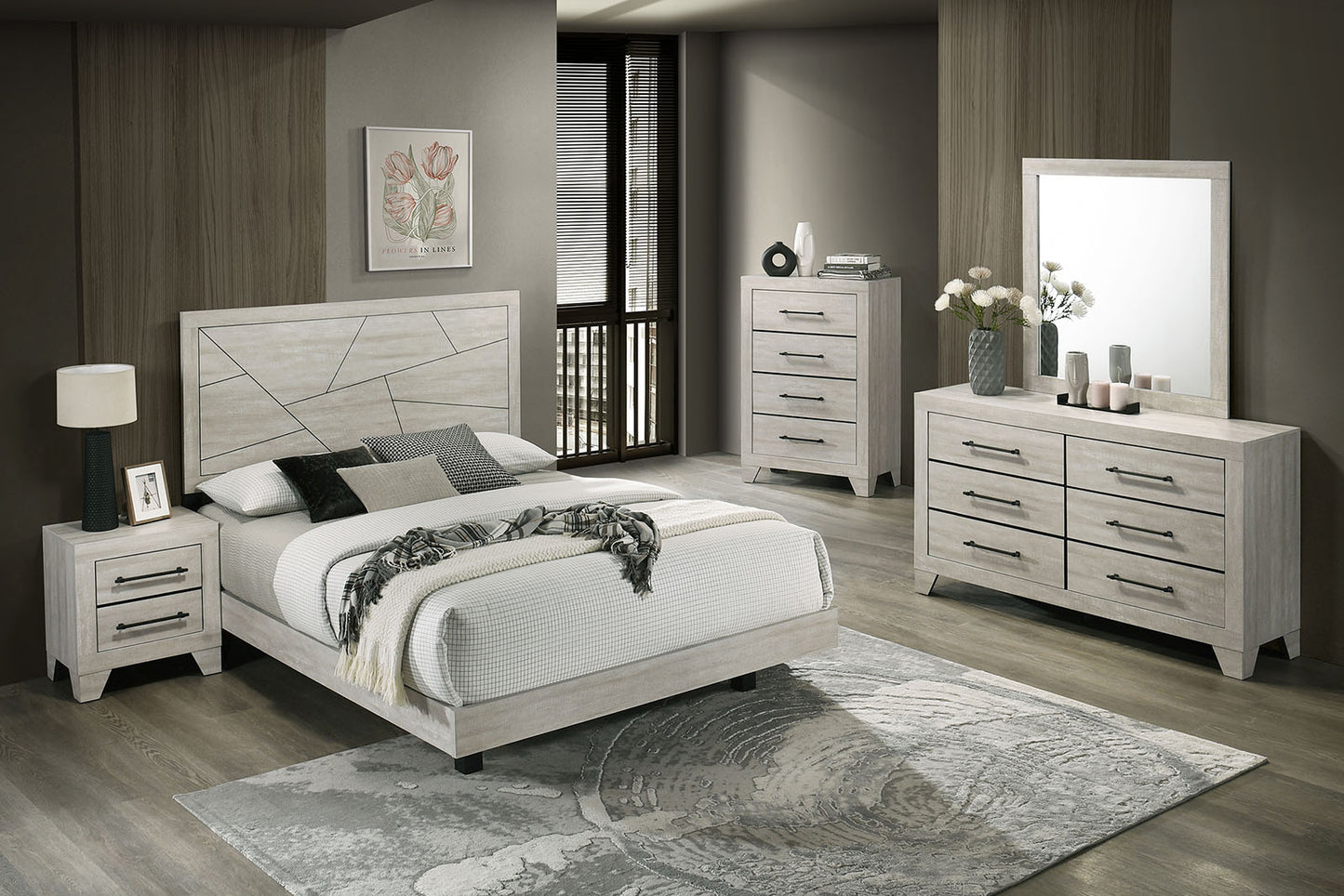 Dubuque Light Gray 4 Pc Bedroom Set