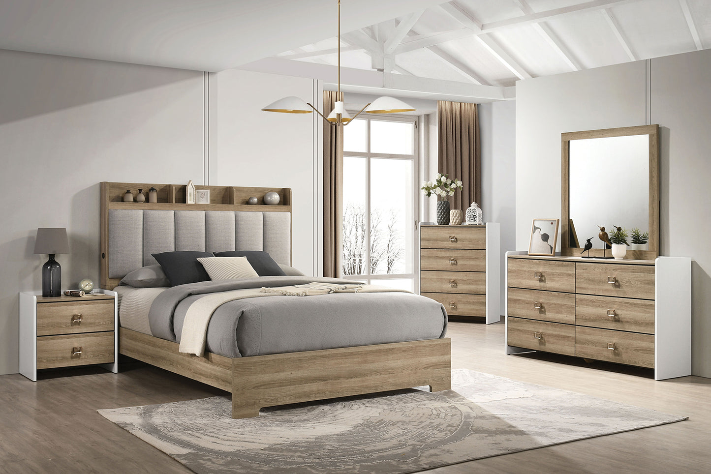 Posey King 4 Pc Dusty Oak Bedroom Set