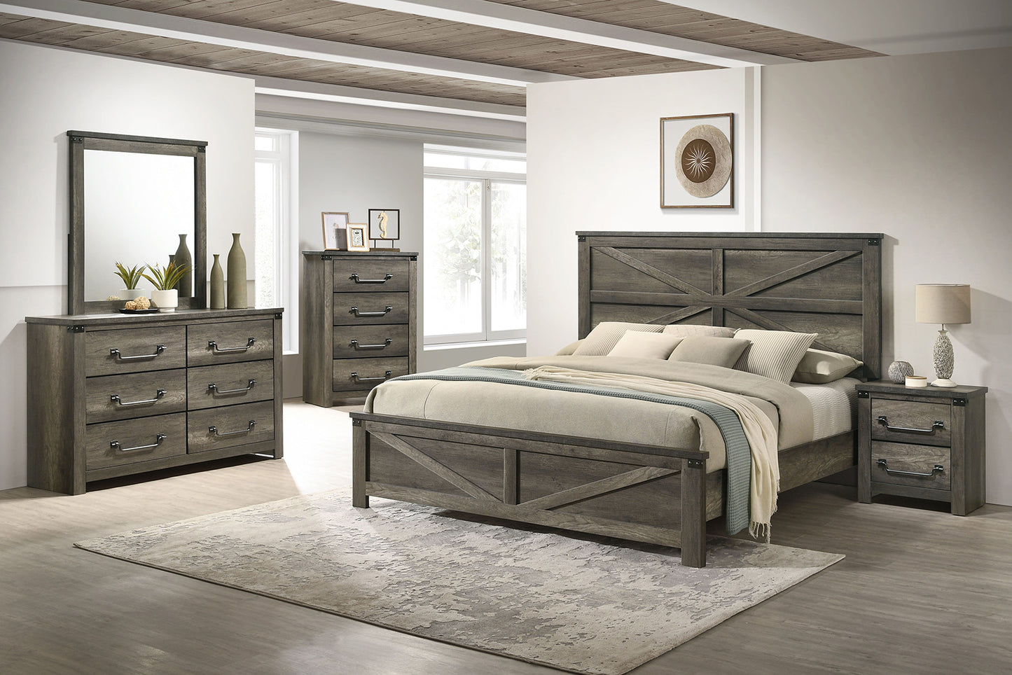Britonale 4 Pc Farmhouse Bedroom Set FM7218GY