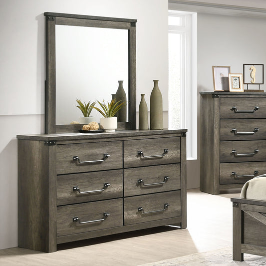 Britonale Rustic Gray 6 Drawer Dresser FM7218GY-D