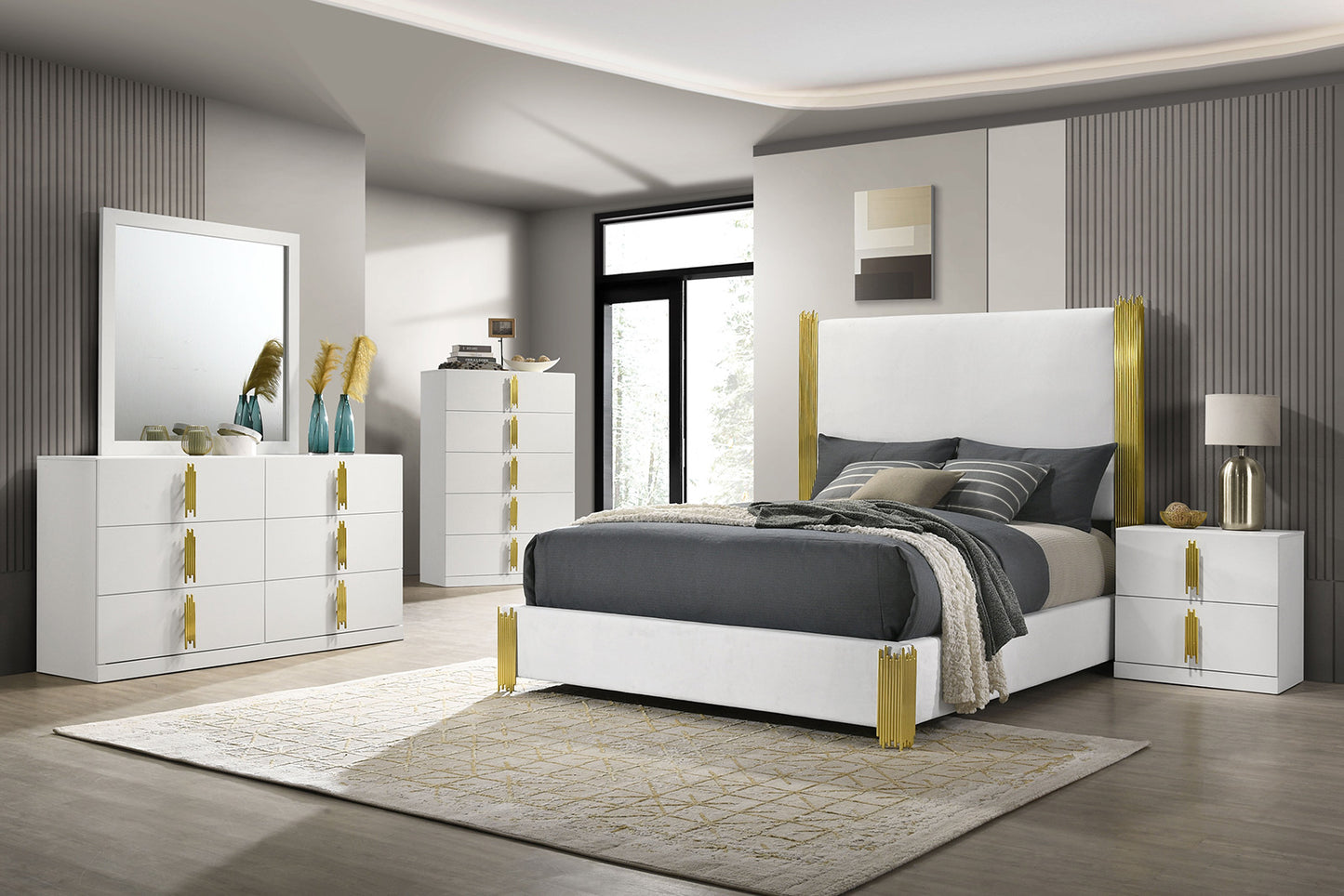 Basildon 4 Pc White Bedroom Set - King Bed