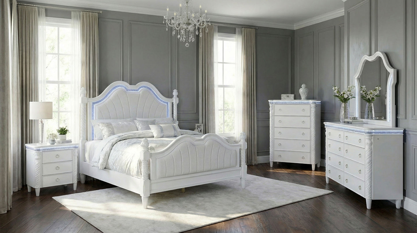Swindon King White 4 Pc Bedroom Set