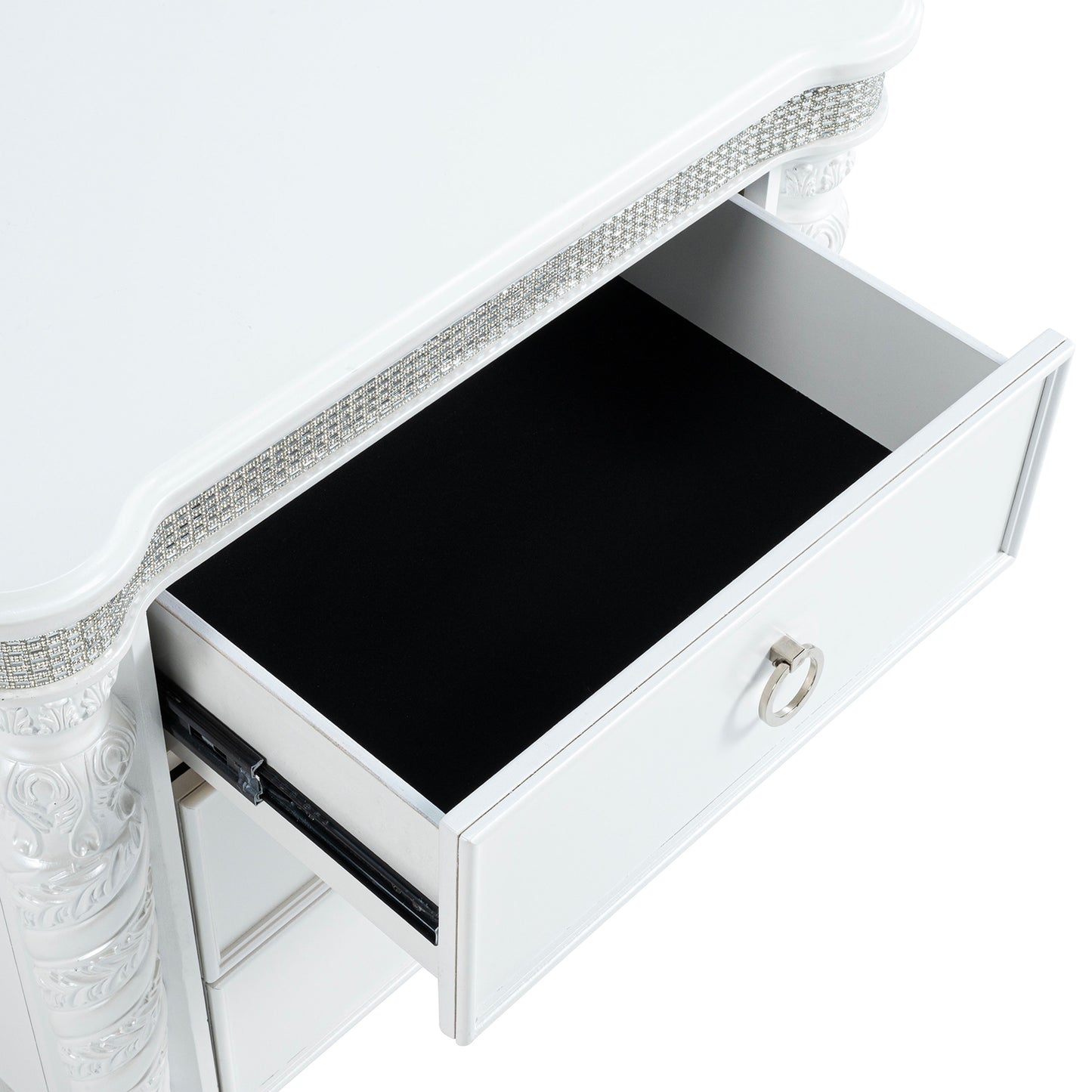 Swindon Pearl White Glam LED Bedroom Set