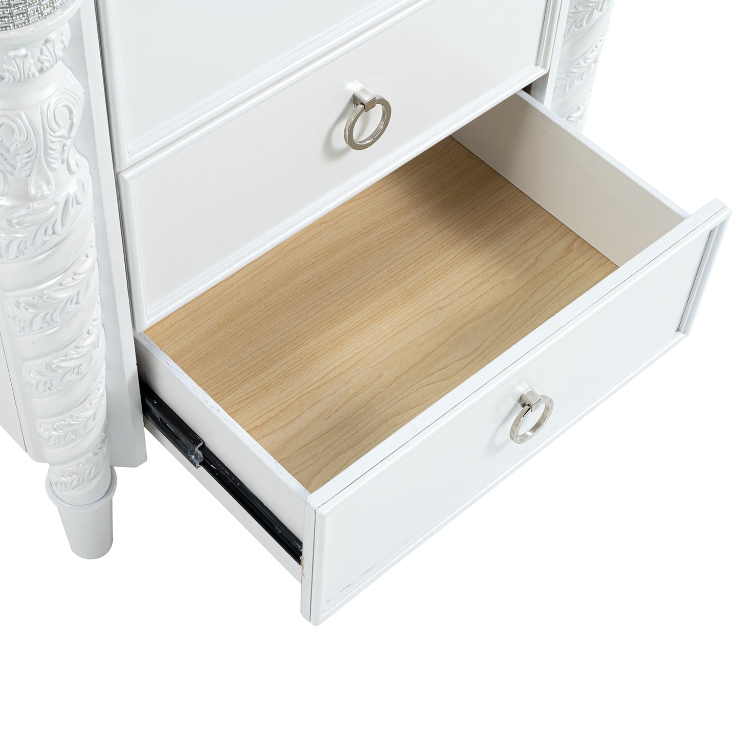 Swindon Pearl White Glam LED Bedroom Set