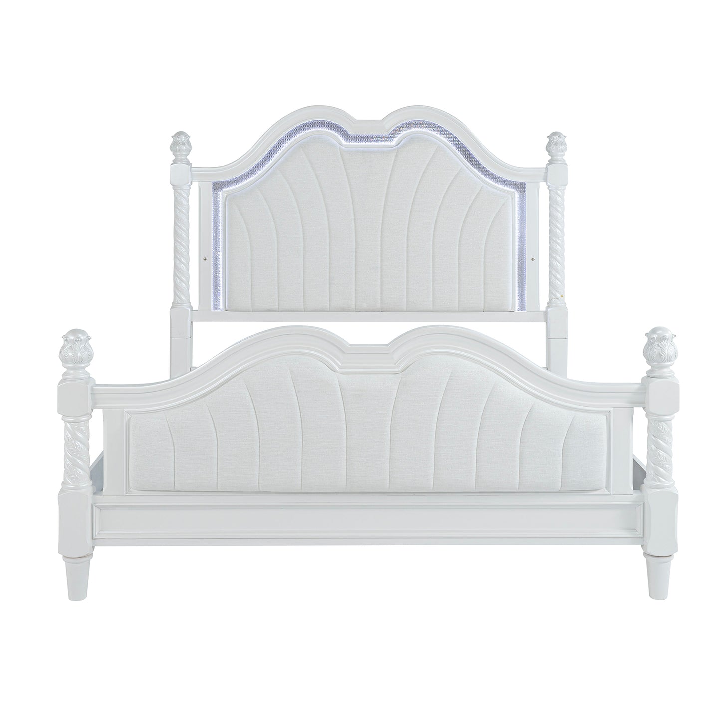Swindon Pearl White Glam LED Bedroom Set
