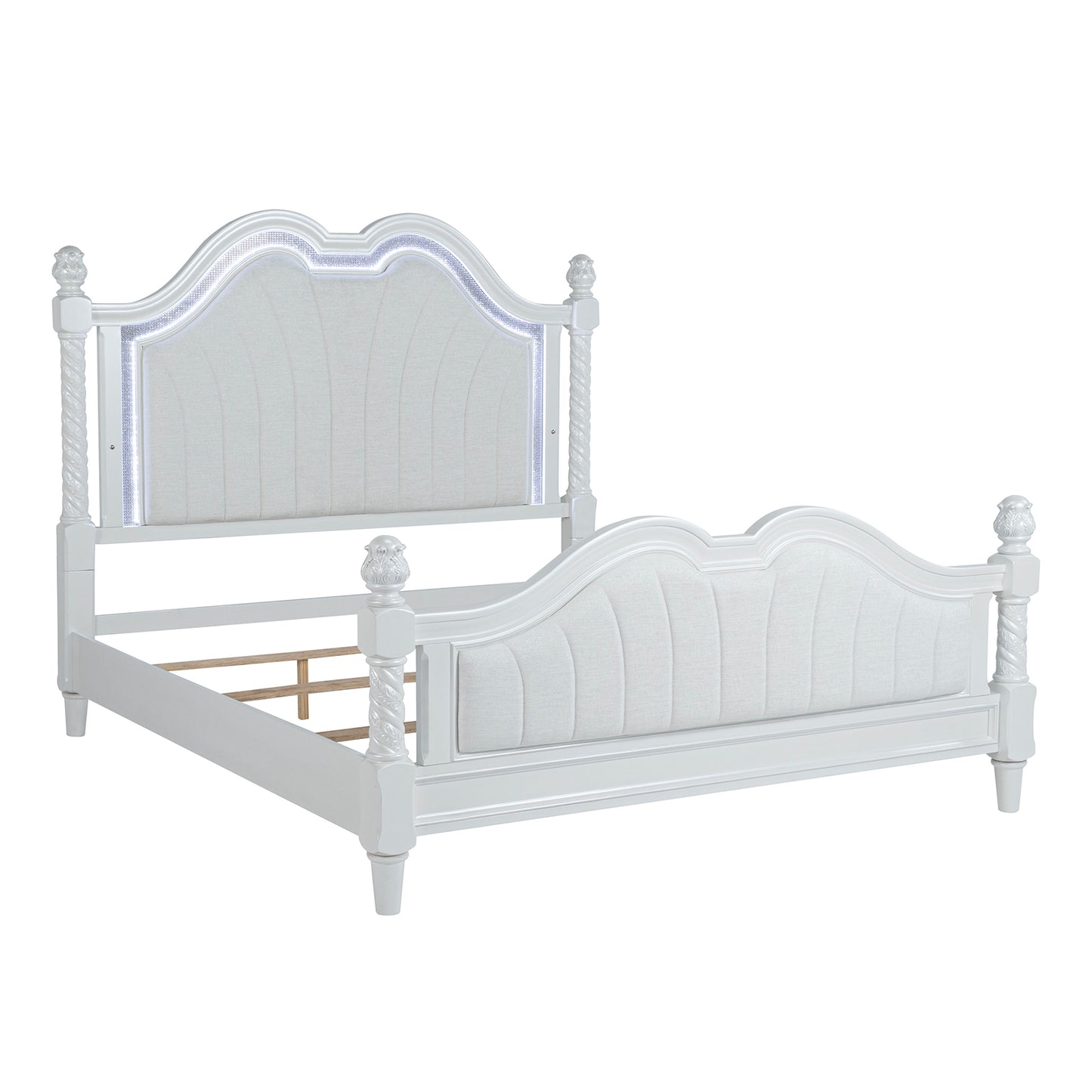 Swindon Pearl White Glam LED Bedroom Set