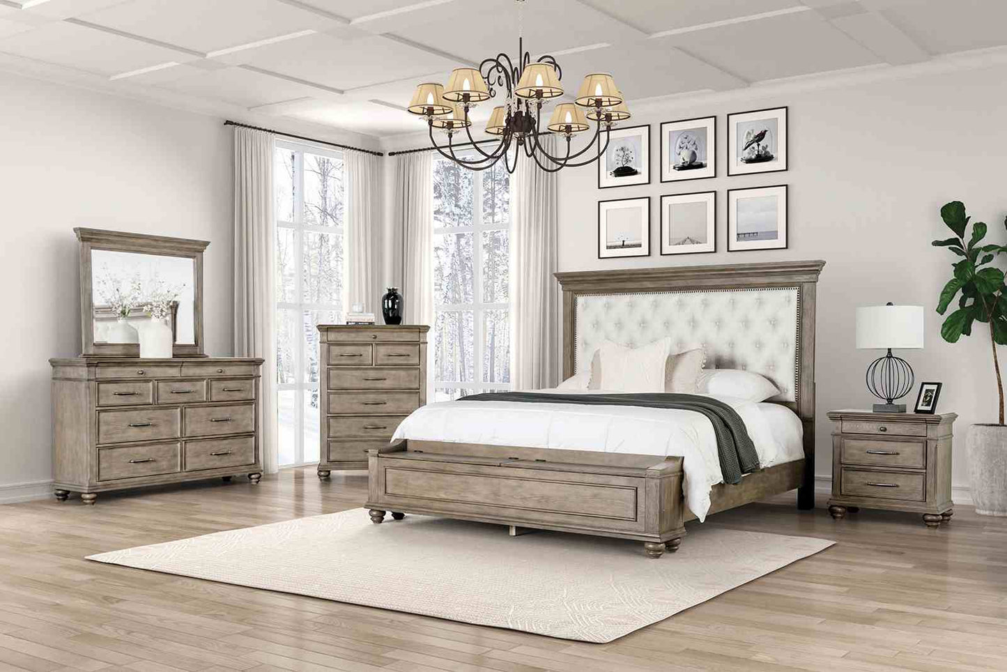 Philomath 4 Pc Aged Oak King Bedroom Set