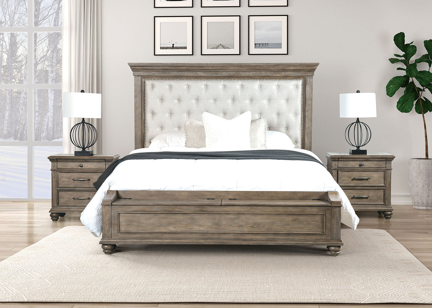 Philomath 4 Pc Aged Oak King Bedroom Set