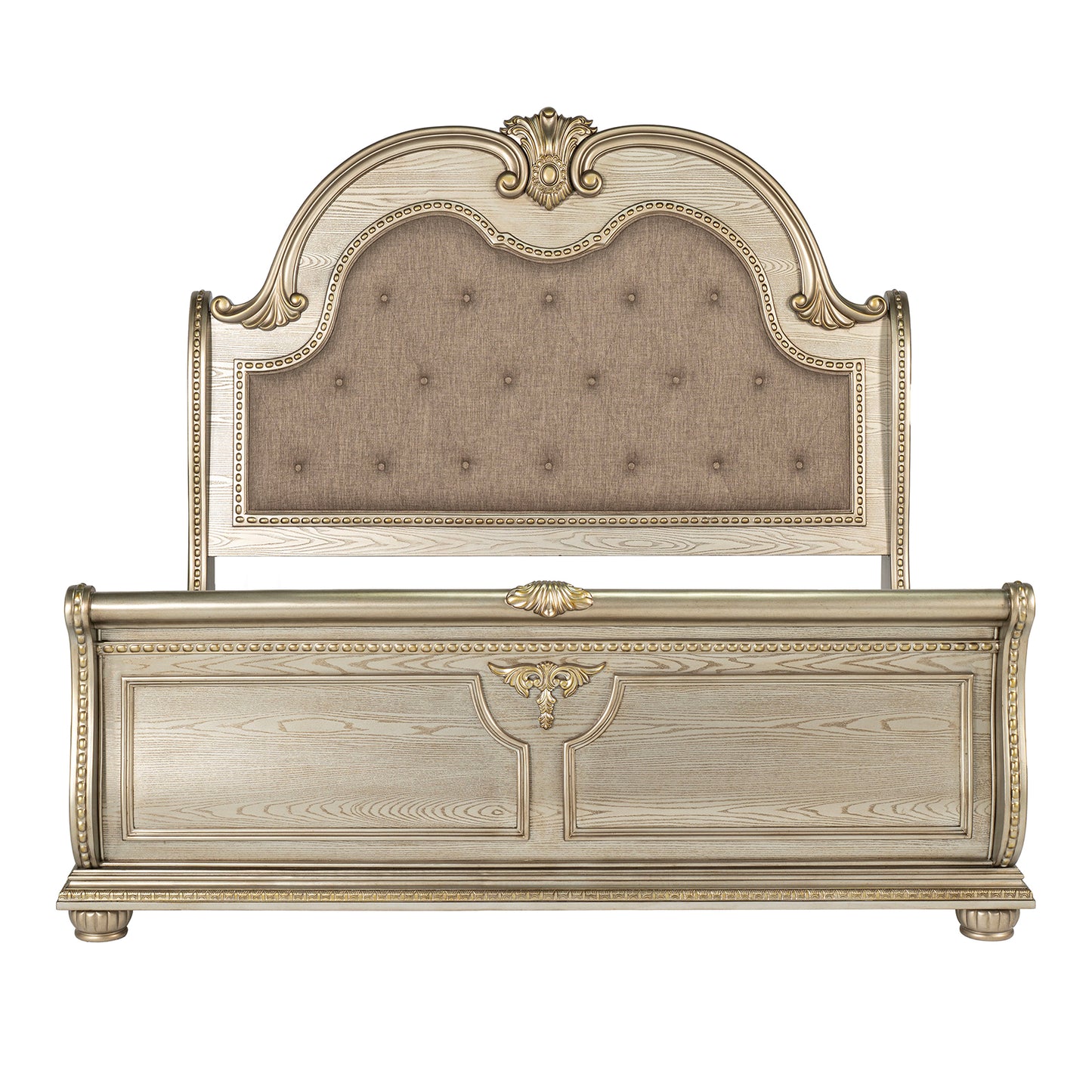 Fromberg Gold Champagne Queen Sleigh Bed