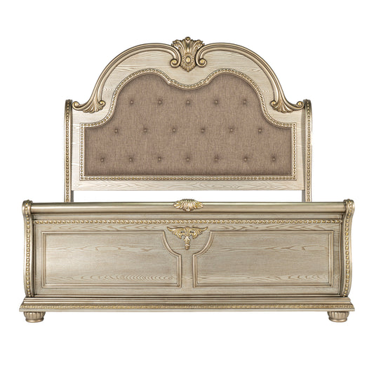Fromberg Gold Champagne Queen Sleigh Bed
