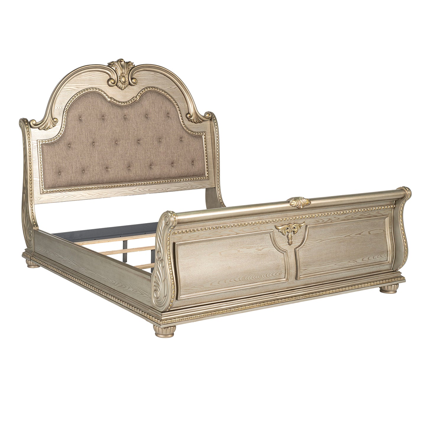 Fromberg King 4 Pc Gold Champagne Bedroom Set
