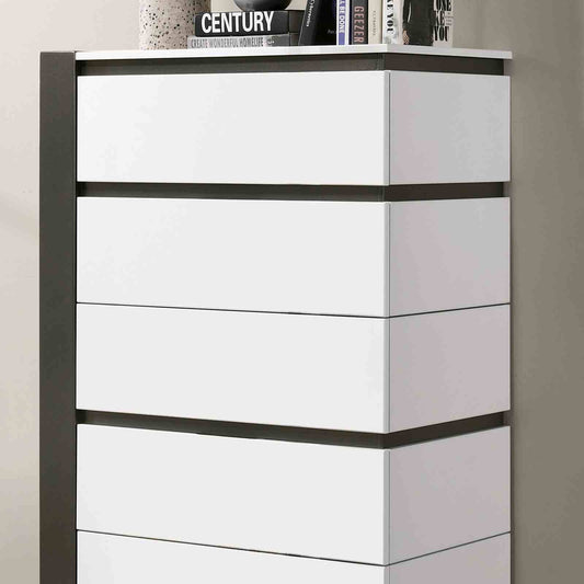 Birsfelden White Gray 5 Drawer Chest