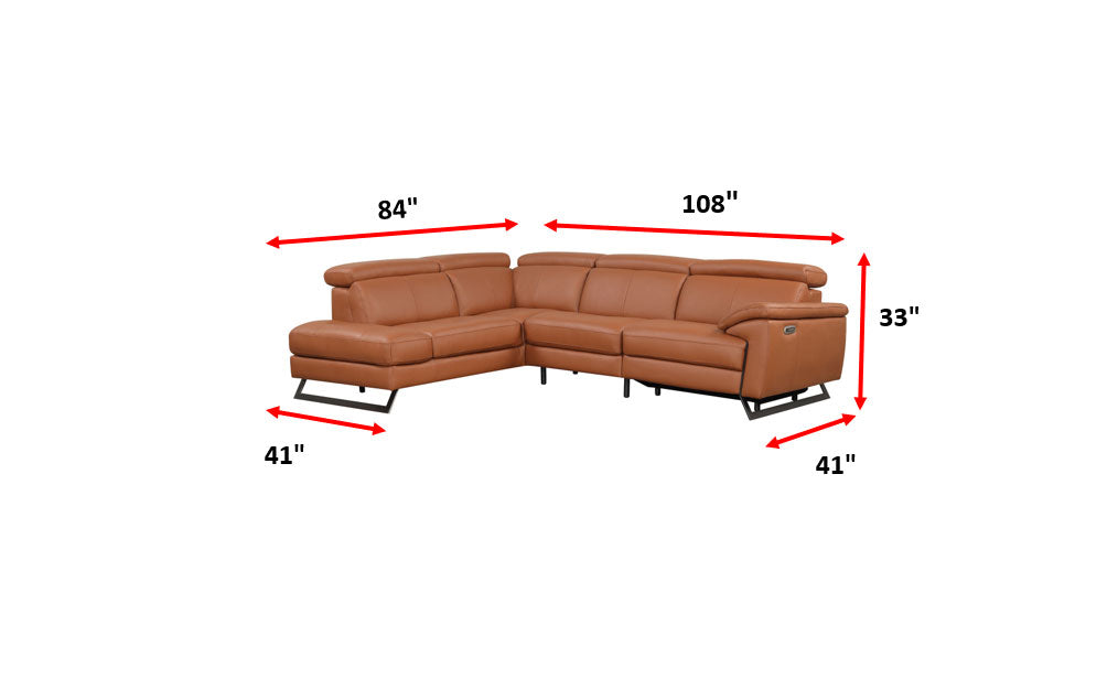 Gea Cognac Full Leather Sectional by ESF