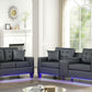Genesis 84513-2 Black PVC Fabric Sofa Loveseat