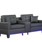 Genesis 84513-2 Black PVC Fabric Sofa Loveseat
