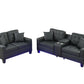 Genesis 84513-2 Black PVC Fabric Sofa Loveseat