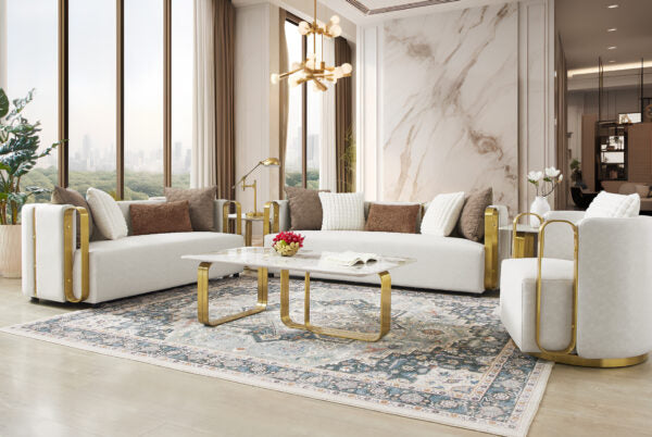 HD-3156 Modern Cream 3 Pc Sofa Collection
