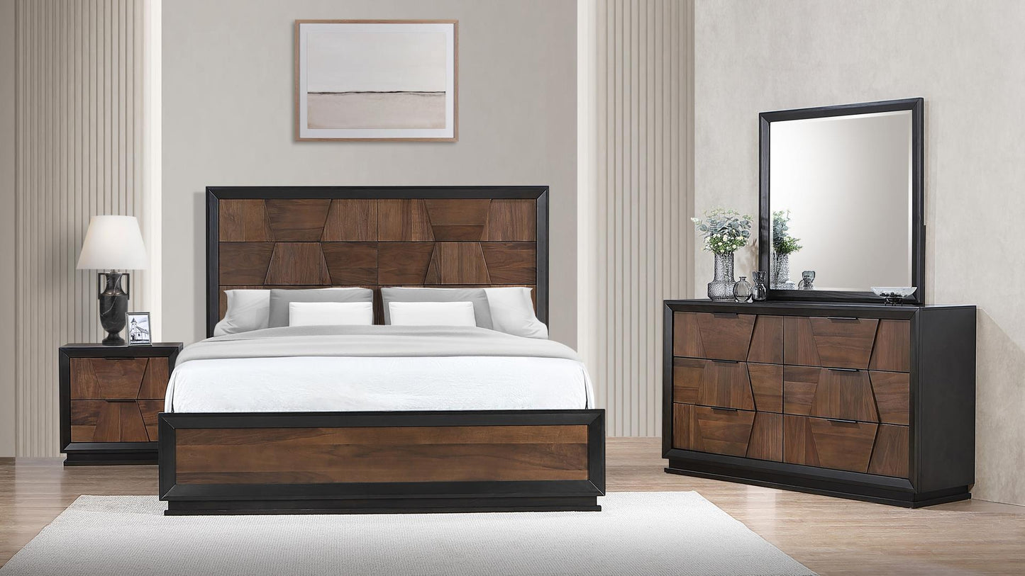 Austin 4 Pc Walnut Charcoal Bedroom Set