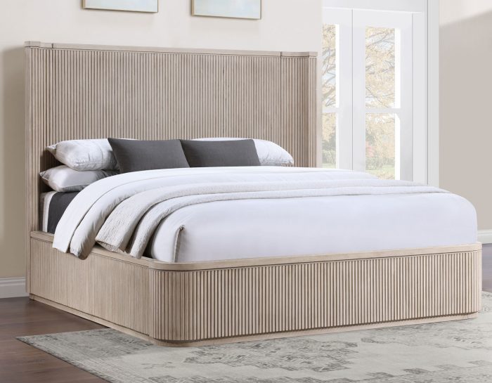 Henry Reeded Queen Bed - Tan Finish