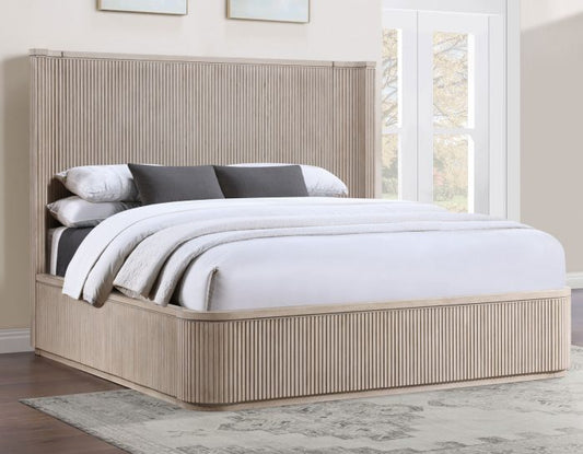 Henry Reeded Queen Bed - Tan Finish