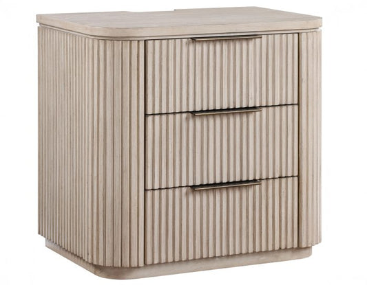 Henry Reeded 3-Drawer Nightstand - Tan Finish