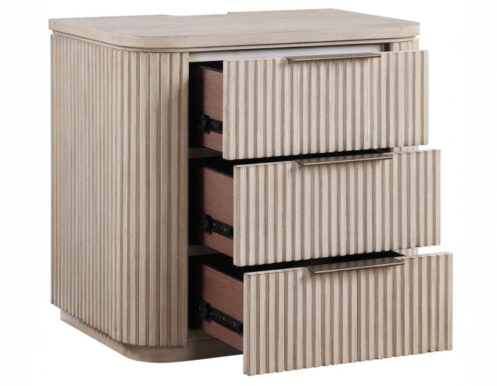 Henry Reeded 3-Drawer Nightstand - Tan Finish