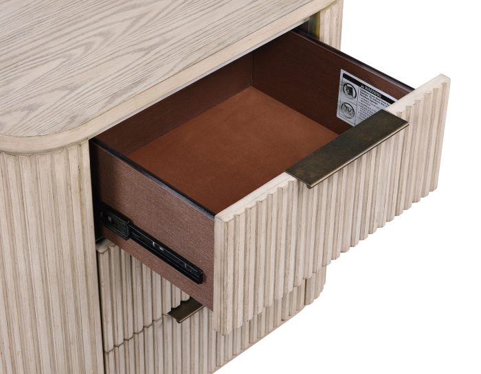 Henry Reeded 3-Drawer Nightstand - Tan Finish