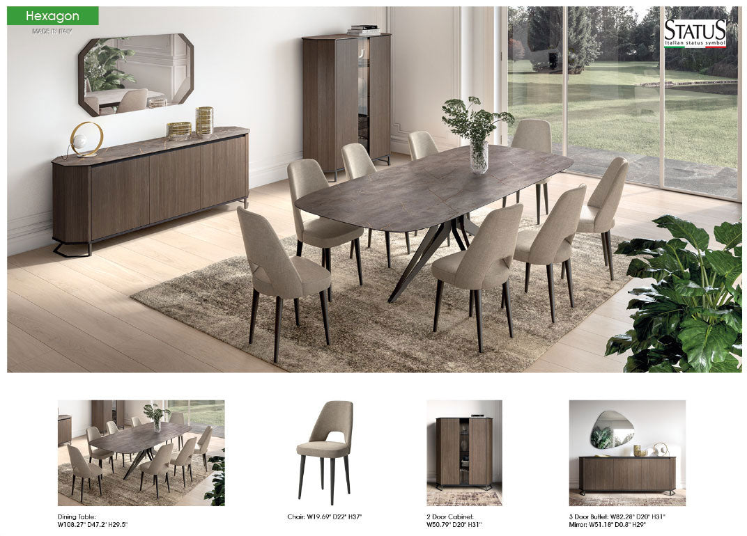 ESF Hexagon Marble Matte Dining Set