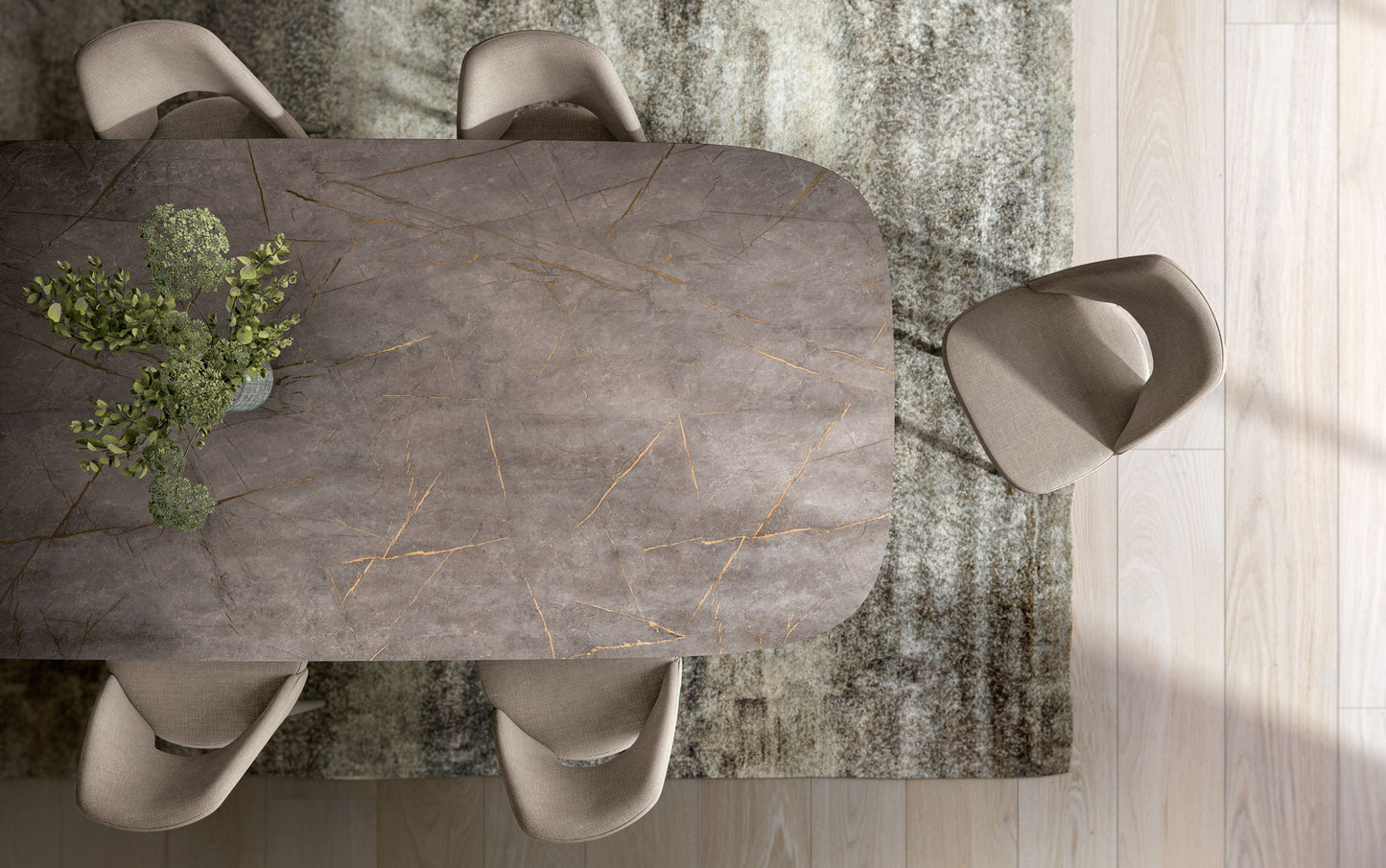 ESF Hexagon Marble Matte Dining Set