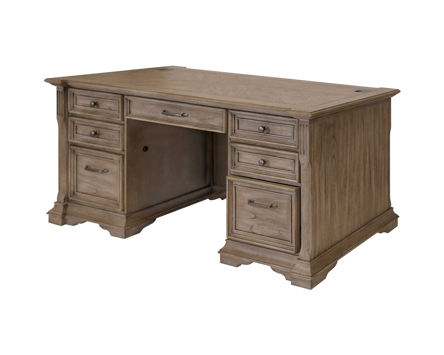 Bristol Double Pedestal Desk - Light Brown Finish