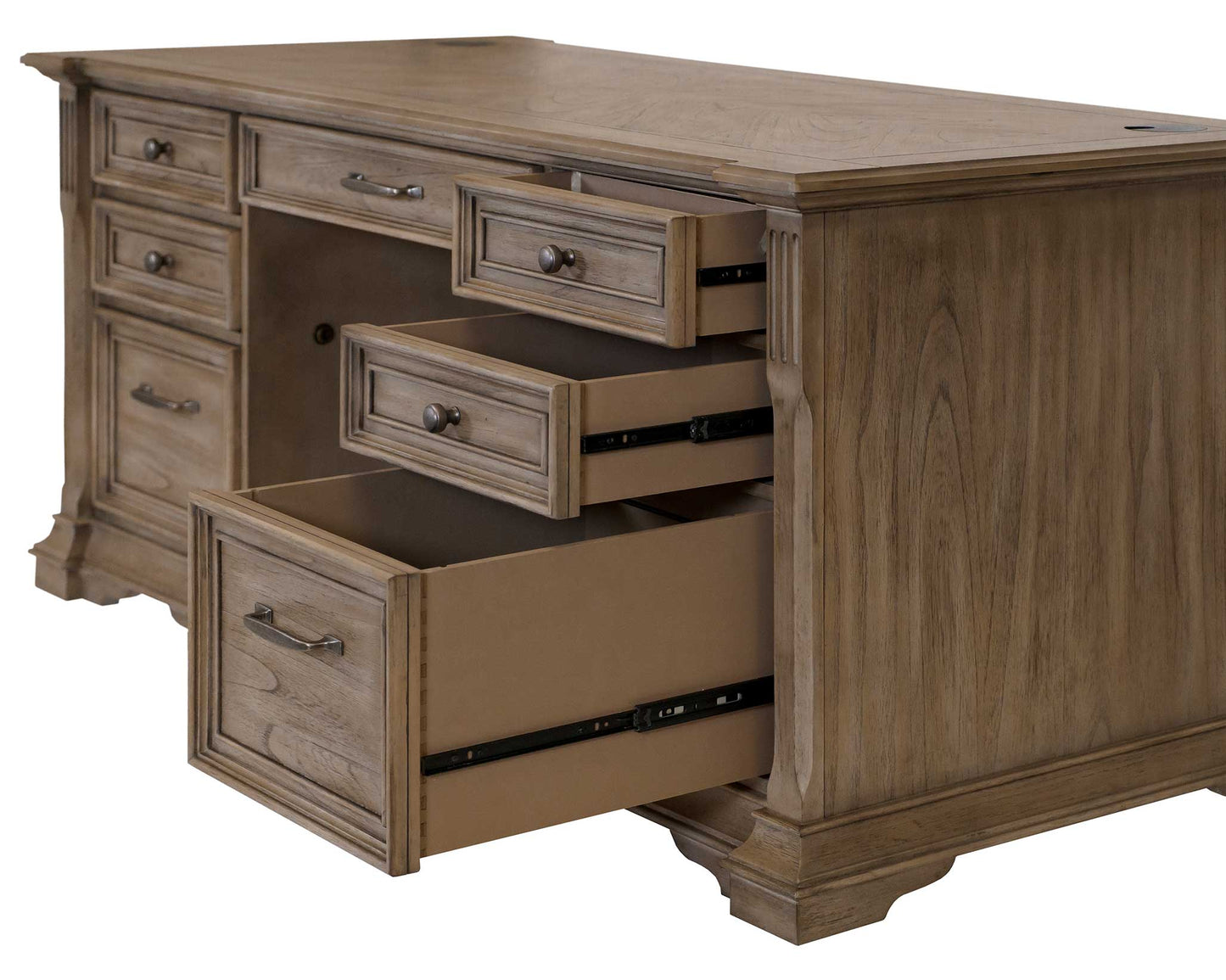 Bristol Double Pedestal Desk - Light Brown Finish