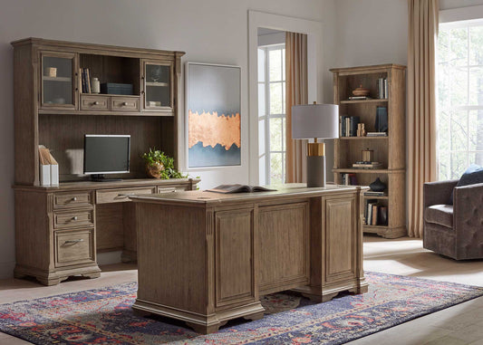 Bristol Double Pedestal Desk - Light Brown Finish