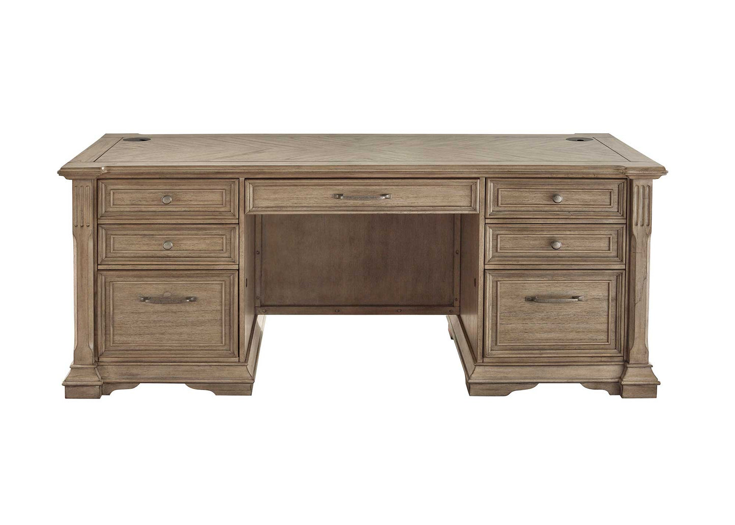 Bristol Double Pedestal Desk - Light Brown Finish