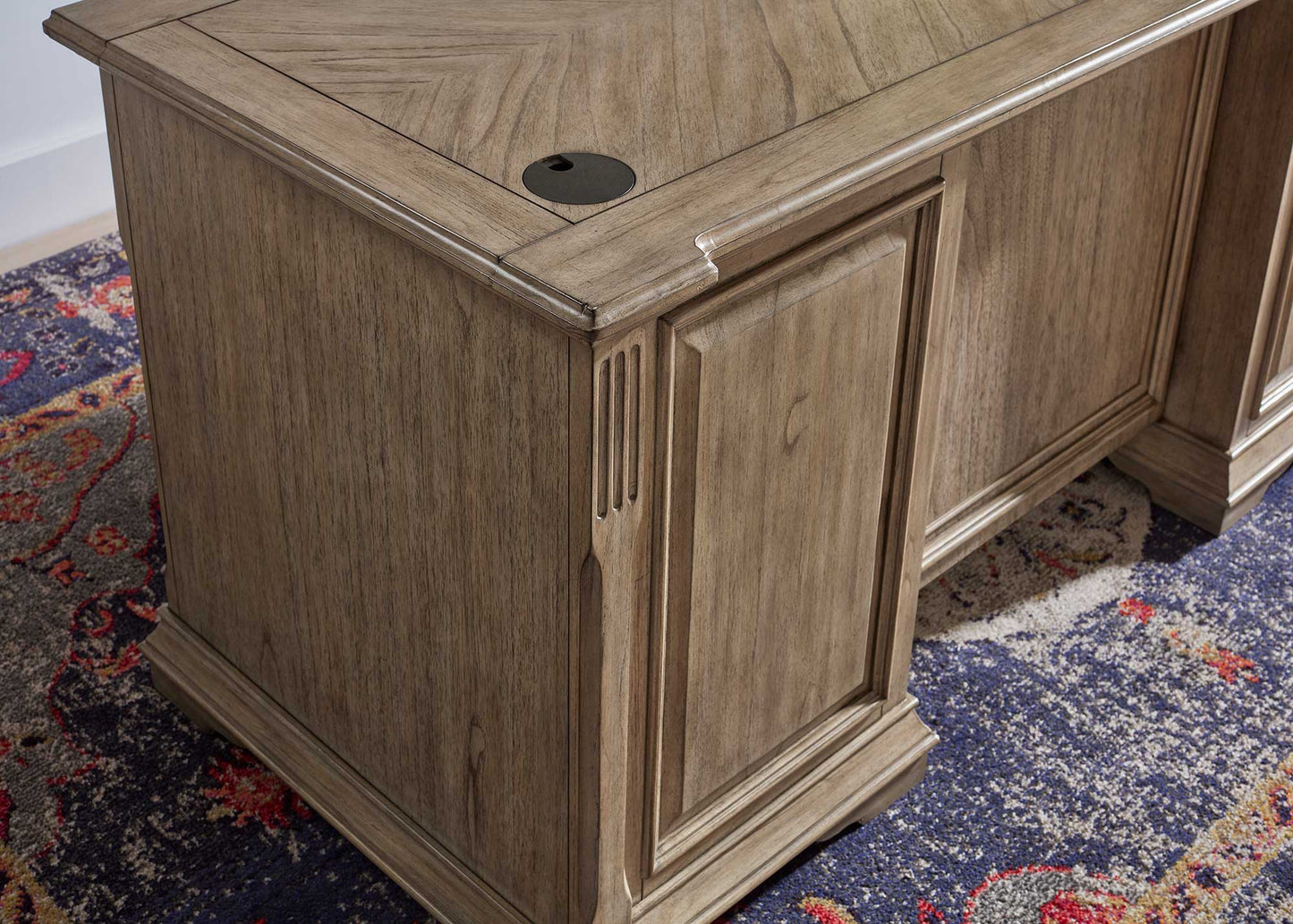 Bristol Double Pedestal Desk - Light Brown Finish