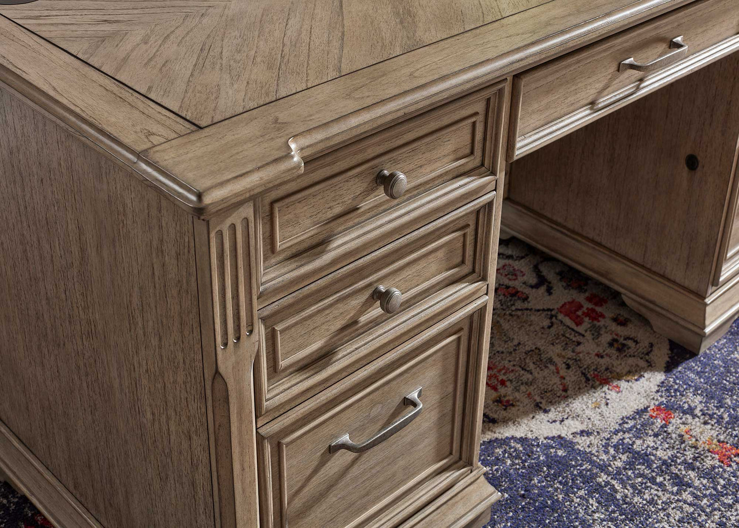 Bristol Double Pedestal Desk - Light Brown Finish