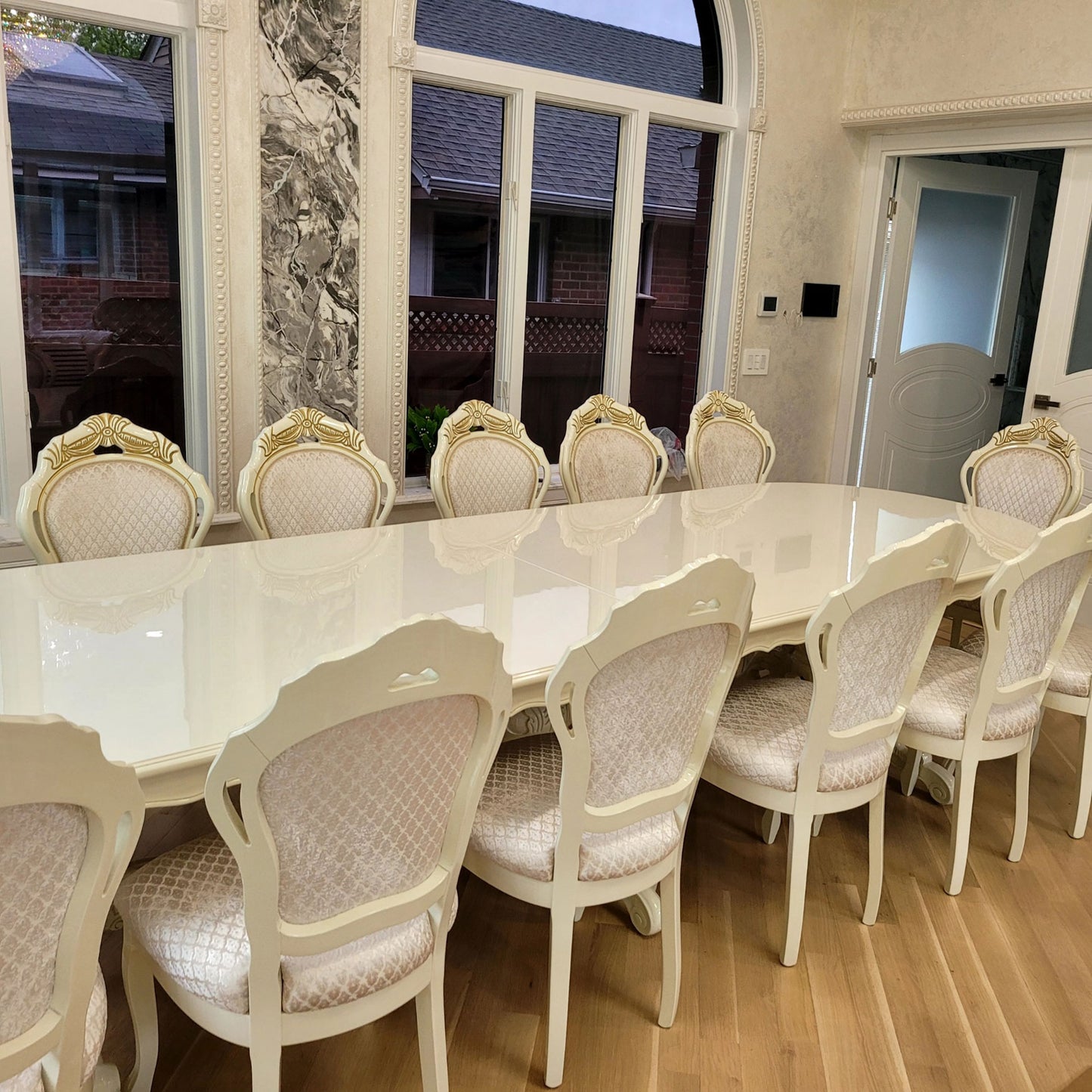 Leanardo Ivory Lacquer Dining Collection by ESF