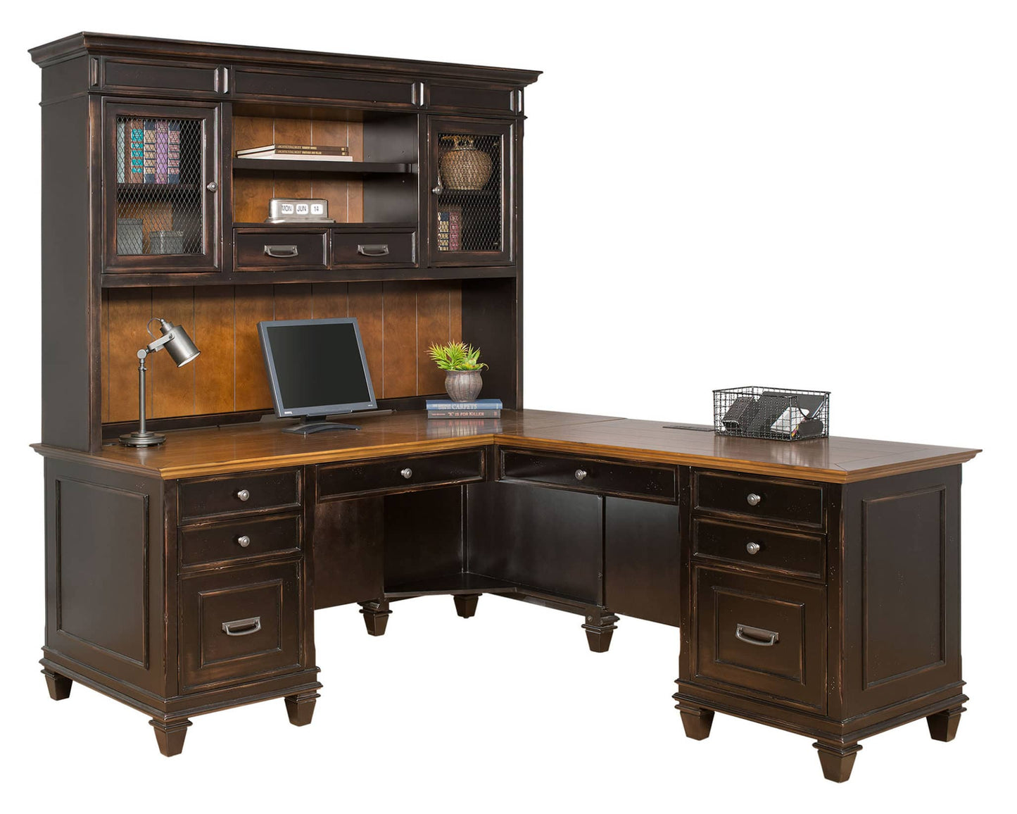 Hartford Black Rub Through L Shape Desk