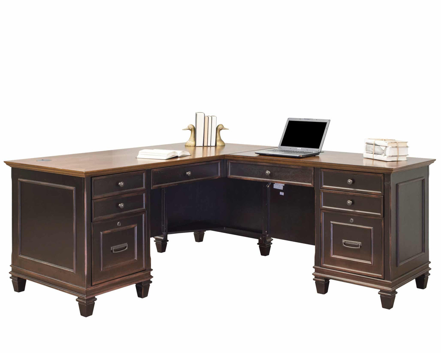 Hartford Black Rub Through L Shape Desk